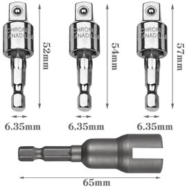 Socket Adapter Set Hex Drill Bit Wing Sleeve Impact Driver Socket Impact Drill Bit Conversion Socket Hex Drill Bit Set 4pcs 1/4"/3/8"/1/2" 6.35mm