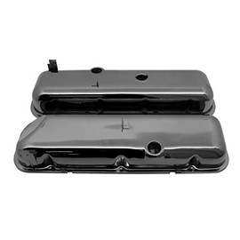 1965-72 CHEVY BIG BLOCK 396-427-454 TALL OEM STYLE (RECESSED CORNER) STEEL VALVE COVERS - BLACK CHROME