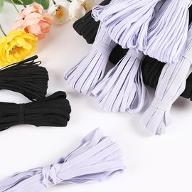JIHUOO 1.2cm Elastic Waist Band for Sewing, Stretch Craft Ribbon, Elastic Flat Knit Band, Elastic Craft Band, Rope, Elastic Dress Elastic Band, Black