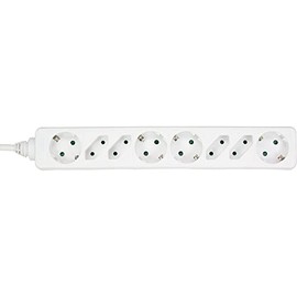 InLine® Power strip, white, 8-fold, 4xSchutzkontakt + 4xEuro, 1,5 m supply cable, with child safety
