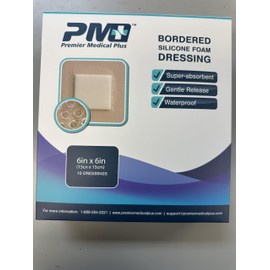Premier Medical Plus Bordered Silicone Foam Dessing 6"x6" (10 pk)