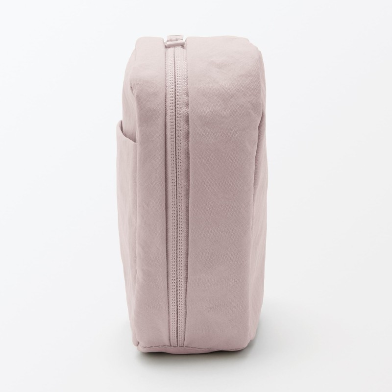 MUJI 84475870 Wrinkle Nylon Wide Open Square Pouch, Pink, Approx.