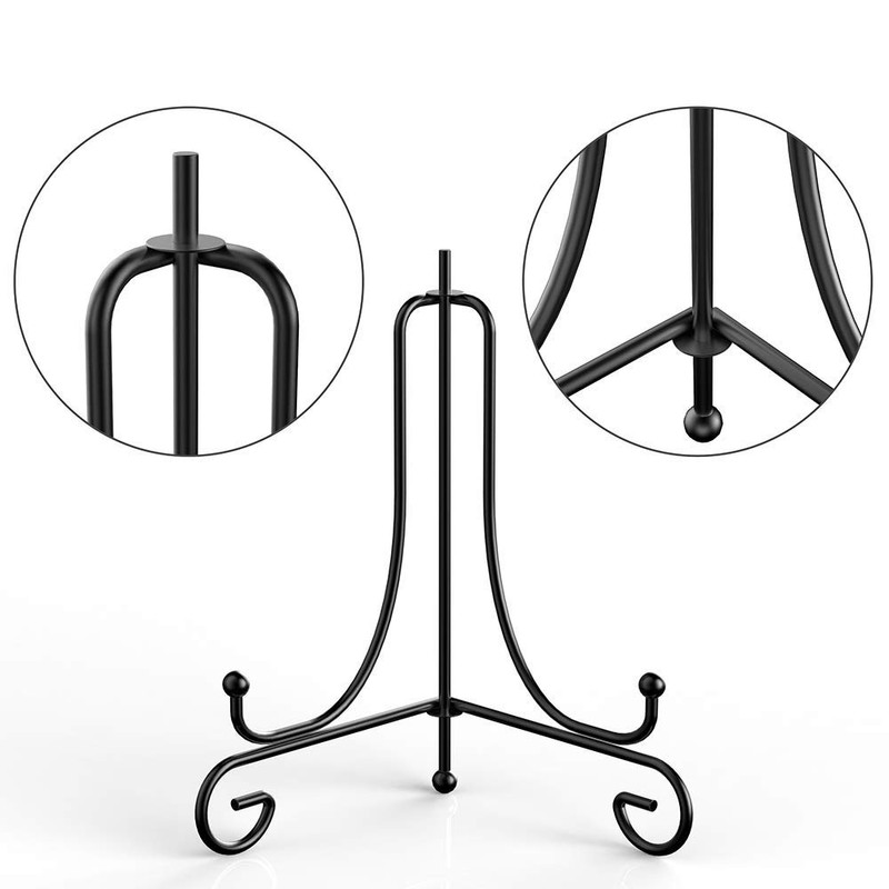 Deolven Iron Plate Stand, 2 Pack 4 Inch Black Metal