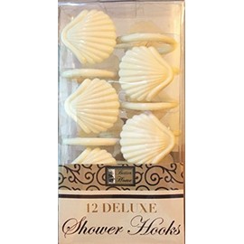 Better Home 12 Sea Shell Deluxe Shower Hooks S Shaped Fun Design Curtain Rings (Beige)