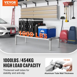 VEVOR Aluminum Dunnage Rack, 48” x 20” Commercial Food Floor Rack, 12” Off The Floor, 1000 lbs Capacity All-Welded Aluminum Storage Rack, for Storage in Restaurants, Kitchens, Garages and Vehicles