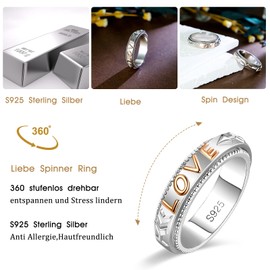 MYBELLNA Fidget Ring for Anxiety for Women 925 Sterling Silver Relieve Spinner Rings Eternal Love Band Ring ADHD Autism Stress Relief for Women Mom Men, Precious metal