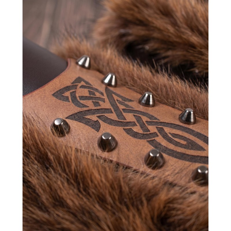 Nordic Viking Barbarian Armor Guards Bracers Medieval Faux Fur Gauntlet