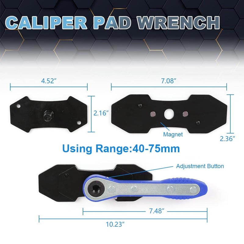 PIT66 Ratcheting Brake Piston Spreader Wrench Caliper Pad Install Tool