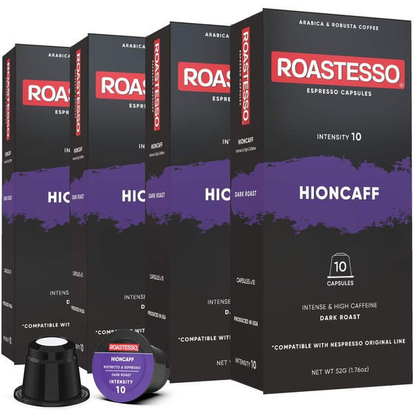 Roastesso - Espresso Coffee Capsules (Hioncaff, 10 Count (Pack of 4))