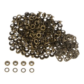 HARFINGTON 300set Grommets Kit Metal Eyelets 3mm 1/8" Hole Tiny Grommet with Washers for Shoes Clothes Belt Tag Bag Fabric Leather DIY Project, Bronze