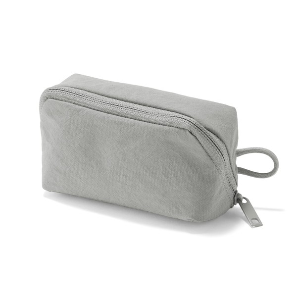 MUJI 84475771 Wrinkle Nylon Large Opening Pouch, Gray, S, Approx.