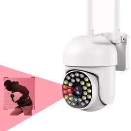 BAKEWAY 4K Full HD Camara de Seguridad WiFi Exterior, Cámara de Vigilancia Exteriores/Interior, IP66 Cámara Inalámbrica WiFi de 360° A Todo Color con Visión Nocturna Acceso Remoto Alerta etc (Blanco)