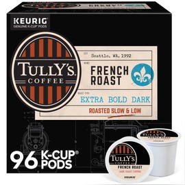 Tully's Coffee French Roast, Single-Serve Keurig K-Cup Pods, Dark Roast Coffee Pods, 24 Count (Pack of 4)