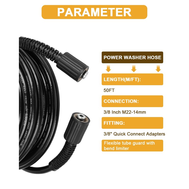 OCPTY 3200 PSI Pressure Washer Hose 50 ft Kink Resistance,