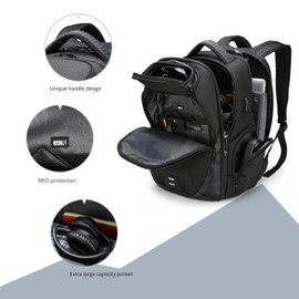 Swissdigital Design Men's Laptop Backpack for College and Business Travel with Integrated USB Charging Port and RFID Protection Fits Laptops up to 15.6 inch | Terabyte NG