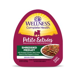 Wellness Petite Entrées Shredded Medley with Roasted Chicken, Beef, Green Beans & Red Peppers, 3-Ounce Cup (Pack of 12)