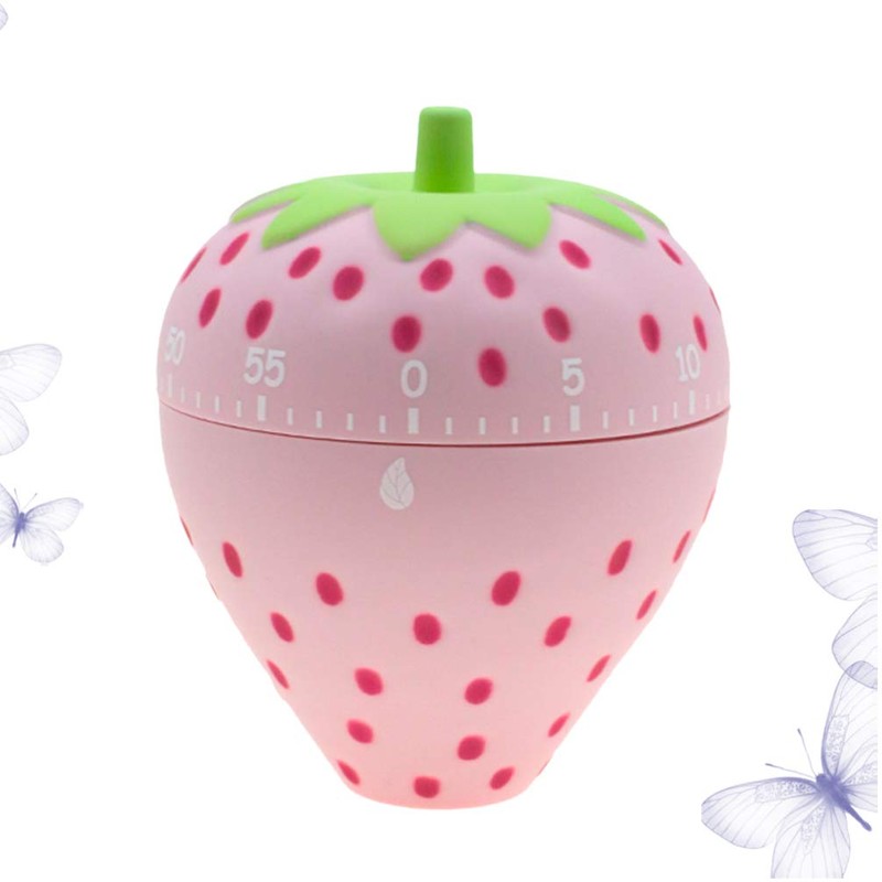 UPKOCH Strawberry Kitchen Timer Mechanical 60-Minute Countdown Timer Pink for