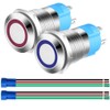 Gebildet 2pcs 0.47 Inch/12mm Stainless Steel Momentary Push Button Switch
