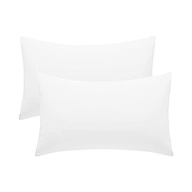 White Pillow Cases 2 Pack Hotel Quality Poly Cotton Pillowcases Covers (White, 2 x Pillow Cases)