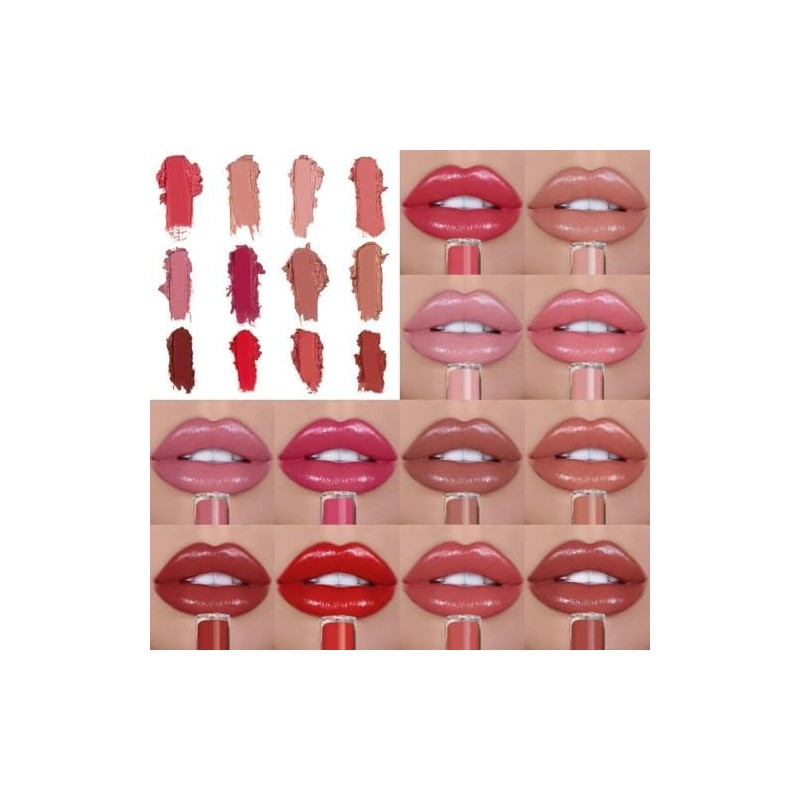 12 Colores Brillo Labial En Crema, Resistente Al Agua, antiadherente,