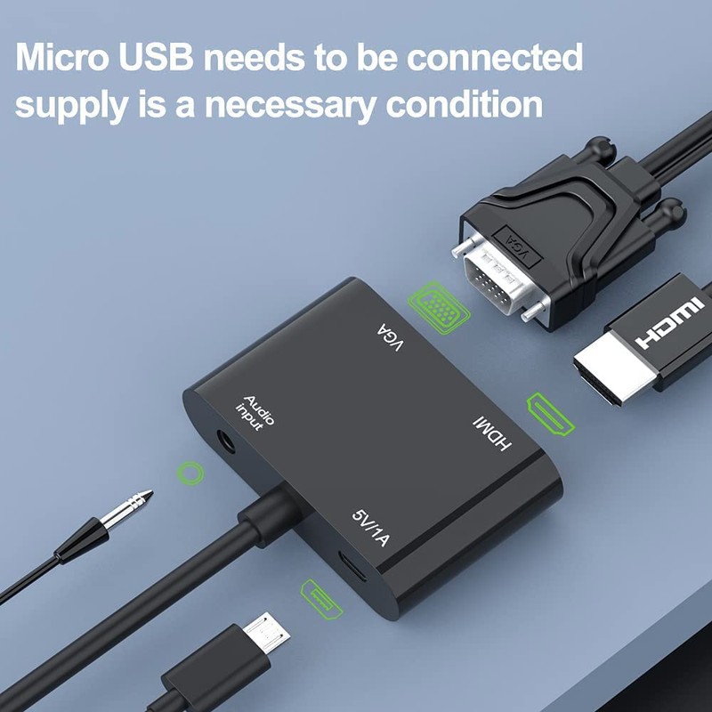 ELASO VGA to HDMI VGA Adapter Dual Display 1080P Converter