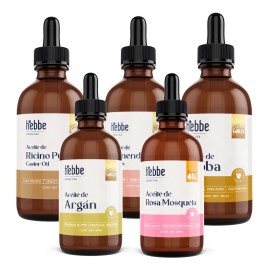 Kit facial anti-edad serums naturales Ricino + Almendras + Jojoba + Rosa Mosqueta + Argán Presados en frio 100% puros Hebbe Cosmetics & Ludika 50ml c/u
