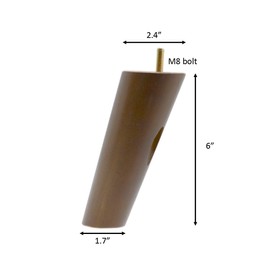 6 Inch Wood Furniture Legs Sloped Tapered Finish, Set of 4. Great Sofa Legs with Mid-Century Modern Style, Conversion Kit Also Suitable for Coffee Table and Bed Legs.