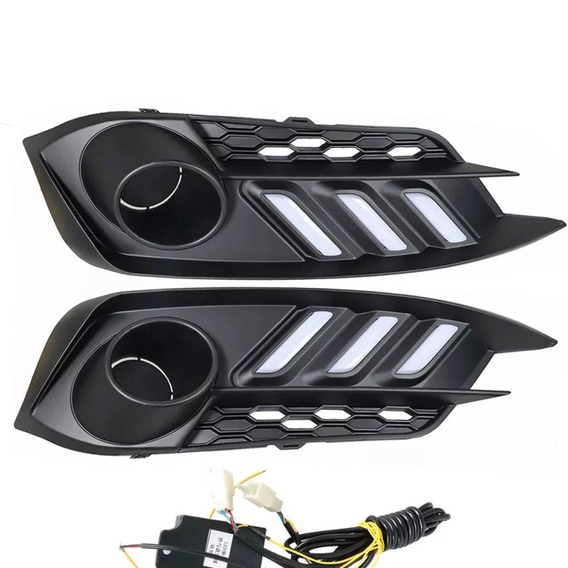 DRL LED Daytime Running light Fog Lamps W/Turn Signal For