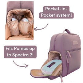 Sarah Wells Fiona Breast Pump Backpack - Neoprene, Machine Washable, Insulated Pockets, Pocket-In-Pocket System (Earth)