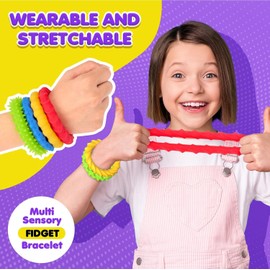 Sensory Fidget Toys for Kids Adults, 4 Pack Stretchy Fidget Bracelet Texture & Calming Autism Sensory Toys for Special Needs Autistic Children, Stress Relief Toy Calm Down Toy for Toddler Girls Boys