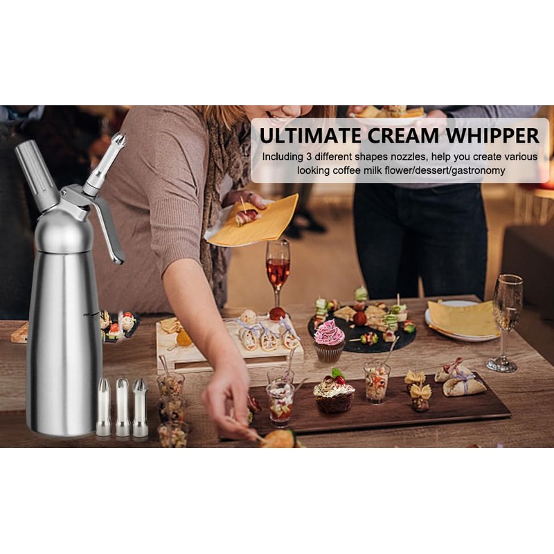 Professional Aluminum Whipped Cream Dispenser Cream Maker 500mL (1 Pint)