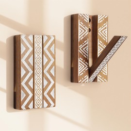KINGSOW Wooden Foldable Coat Hooks: Magnetic for Hallway Behind Door