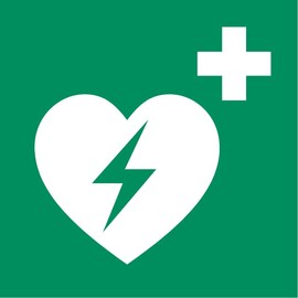 30 Stickers Defibrillator E010 – Diameter 5 cm – UV and Weather Resistant – ISO 7010 – Sustainable – Mandatory Sign Mandatory Sign Sign (5 cm, Defibrillator)