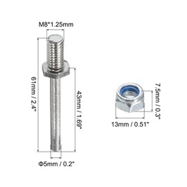 QUARKZMAN Pack of 5 Chassis Steel Axle 0.2 Inch Diameter 2.4 Inch Length M8 Wheel Drive Shaft with Nuts for RC Aeroplane