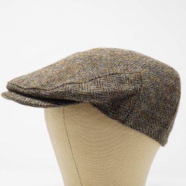 Borges & Scott Nevis Flat Cap - 100% Handwoven Wool – Harris Tweed – Water Resistant - Classic Herringbone - 54cm