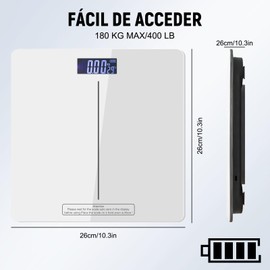 Bascula Digital Corporal,Báscula de Peso Corporal,Escala de Grasa Inteligente con Pantalla LCD,Recargable USB,Analizador de Composición Corporal,Bluetooth Smart Scale Compatible iOS y Android,Blanco
