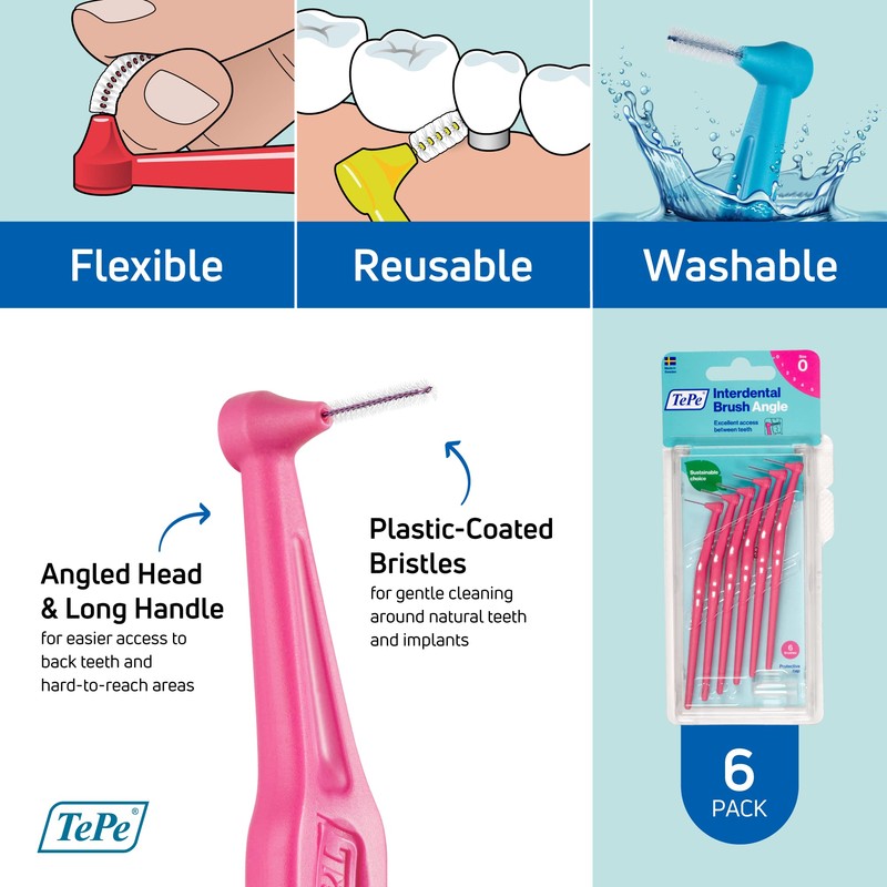 TePe Interdental Brush Angle - Pink 0.4mm by TePe Oral