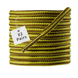 VGUBLG 2 Pair Shoelaces Round Boot Shoe Laces for Hiking Work Sports Oval Replacement Laces Stripe Brown Golden 47"