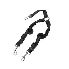Dog Seat Belts For Cars UK, 75cm Adjustable Elastic Dog Car Harness, Double Dog Seat Belt, D og Car Seat Belt, D og Seat Belt for Pet Safety Restraint for Travel & Daily Use, (Black)