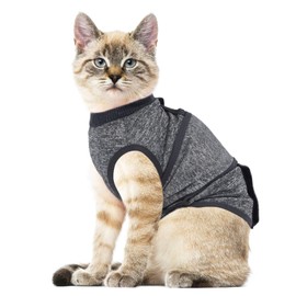 SoeKoa Cat Anxiety Jacket, Anxiety Vest for Cats, Jackets for Cats Only, Self-Adhesive Adjustable Pet Calming Wrap Shirt,Calming Wrap for Pets to Relieve Stress (Grey, Large)