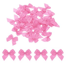 MECCANIXITY 50Pcs Mini Ribbon Bow 1" Mini Fabric Satin Ribbon Flower Bows for Craft DIY Sewing Wedding Birthday Party Gift Wrap Bows Rose Red