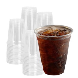 100 Count - 9 Ounce Clear Plastic Party Disposable Cups, Crystal Clear PET Plastic Cups Ideal for Home, Office, Bars, Weddings, Bridal and Baby Shower, Birthday, Retirement, Anniversary, Parties