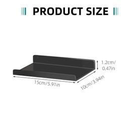 Floating Shelf for Acoustic Panel, Black Floating Shelves, Metal Wall Shelves for Bedroom, Bathroom, Living Room, Kitchen, Acoustic Panel Accessories for Wall Storage (Two Holes Black, 15×10cm)