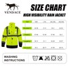 VENDACE Hi Vis Rain Jacket,Reflective Rain Coat for men Waterproof,Class
