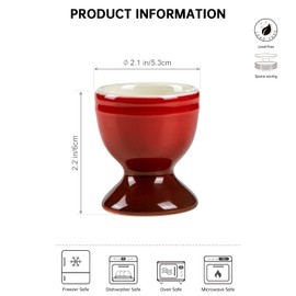 UNICASA Ceramic Egg Cups, Porcelain Colorful Egg Cup Set of 6, Stand Holder for Soft Boiled Eggs, Microwave & Dishwasher Safe (Set A)