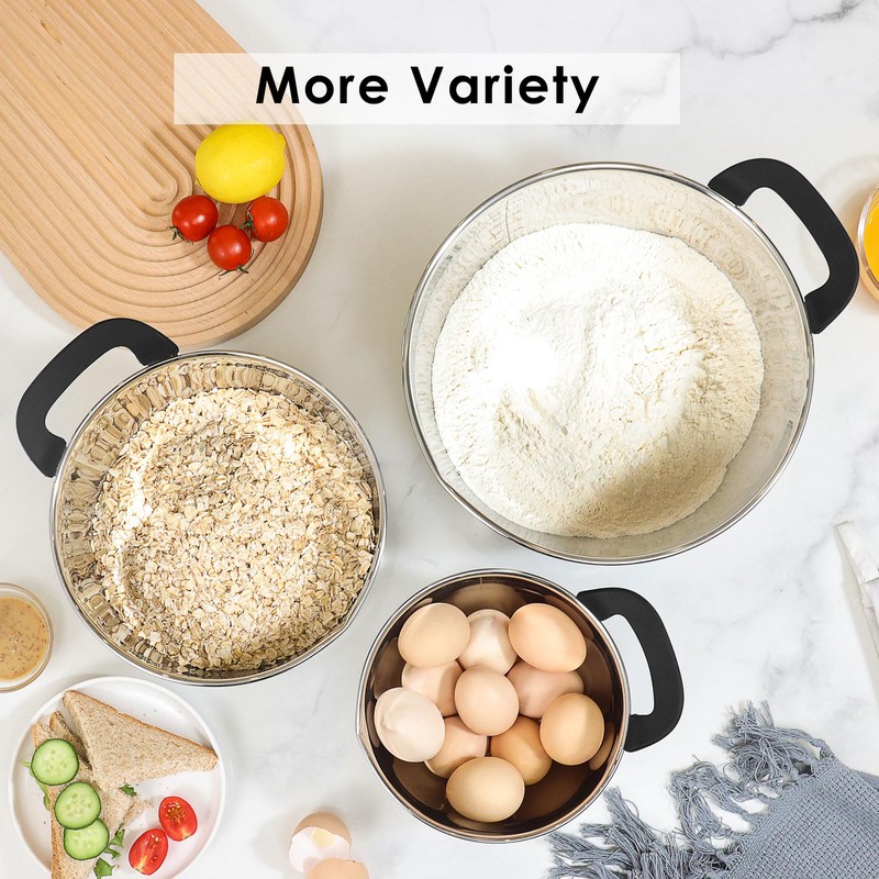 Rorence Stainless Steel Mixing Bowls: Stackable Mixing Bowl Set with