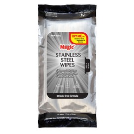6 x Magic Stainless Steel Wipes Streak Free Formula Cleans & Polishes Removes and Resists Fingerprints 20 Wipes per Pack