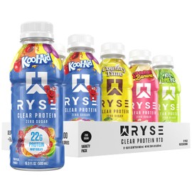 RYSE Clear Protein Drink - Variety Pack - 100 Calories, 22g Whey Isolate Protein Shake, Sugar-Free, 0g Fat & Lactose-Free - Refreshing Ready-to-Drink Beverage - 16.9 fl oz Bottles (12-Pack)