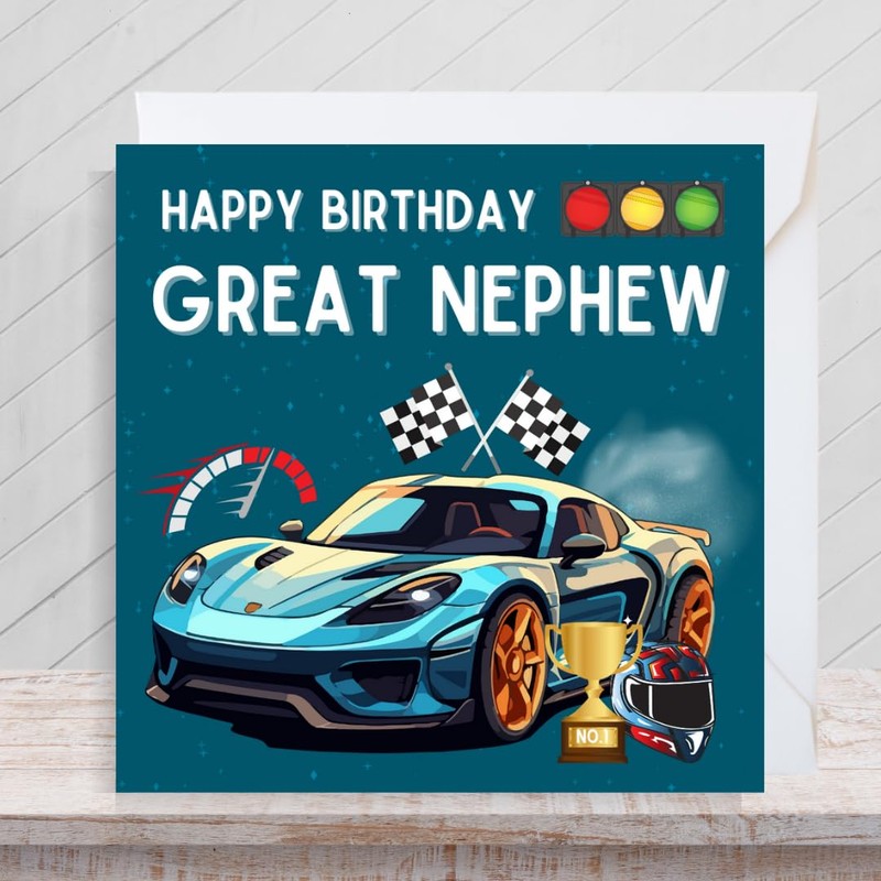 Second Ave Racing Car Great Nephew Square Children's Kids Birthday