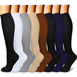 FEYHAY Copper Compression Socks(8 Pairs) for Men & Women 15-20 mmHg is Best Athletic & Daily for Running Flight Travel Climbing (S/M,Mixing colors)